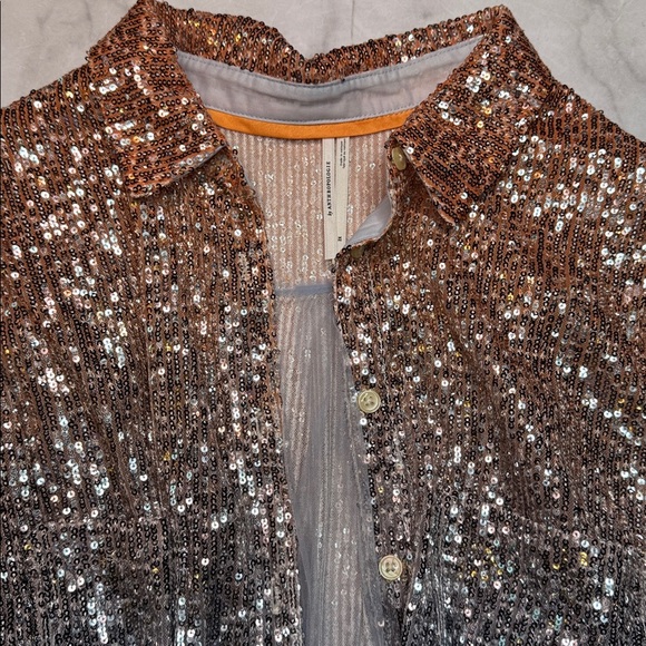 Anthropologie Ombré Sequin Button Down Shirt - Picture 10 of 11